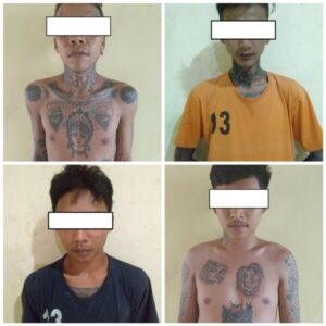 Polsek Sukarame berhasil mengamankan 4 (empat) orang yang di duga tersangka Kasus pengeroyokan