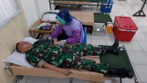 Dalam Rangka HUT Rindam V/Brw Ke-62, Melaksanakan Giat Donor Darah