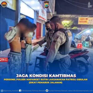 Cegah Gangguan Kamtibmas, Polsek Mapanget Laksanakan Sibulan – Tribrata Polresta Manado