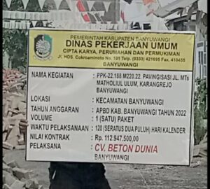 Warga Pertanyakan Pengadaan Pavingisasi Perum Villa Mutiara Hijau Banyuwangi