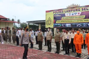 Kapolres Lamsel Apel Siaga Penanganan Bencana