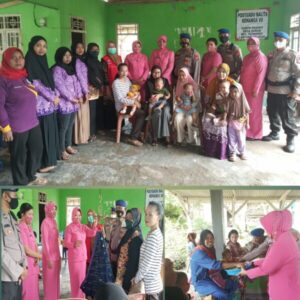 Sat Polairud Beserta Ibu Bhayangkari Polres Lamsel Giat Bhakti Sosial Kunjungi Posyandu