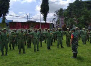 Linmas Desa Tegalharjo mendapat Pembinaan Dari Serda Moh Fauzi