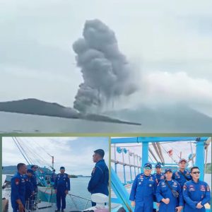 Satpolairud Polres Lampung Selatan Tinjau Langsung Aktivitas Gunung Anak Krakatau