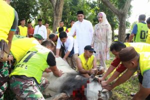 Momen Idhul Adha 1444H, Kodim 0421/Ls, Selenggarakan Sholat Idhul Adha Berjamaah Dan Penyembelihan Hewan Qurban
