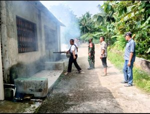 Peduli Kesehatan Warga, Babinsa Kodim 0421/Ls Dampingi Fogging