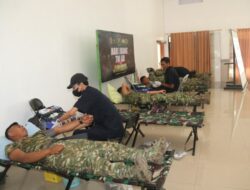 Prajurit dan Persit Laksanakan Donor Darah Sambut HUT Yonif 514/SY Ke-75