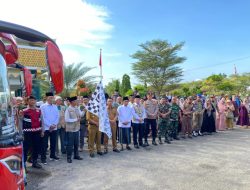 Polres Pringsewu Terjunkan Puluhan Personel Amankan Keberangkatan Jemaah Haji Gelombang Ketiga