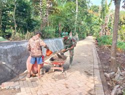 15 Meter Lagi! TMMD 123 Segera Tuntaskan Paving Dan Plengsengan Jalan