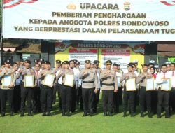 Kapolres Bondowoso Ganjar 27 Personel Berprestasi, Ini Daftarnya